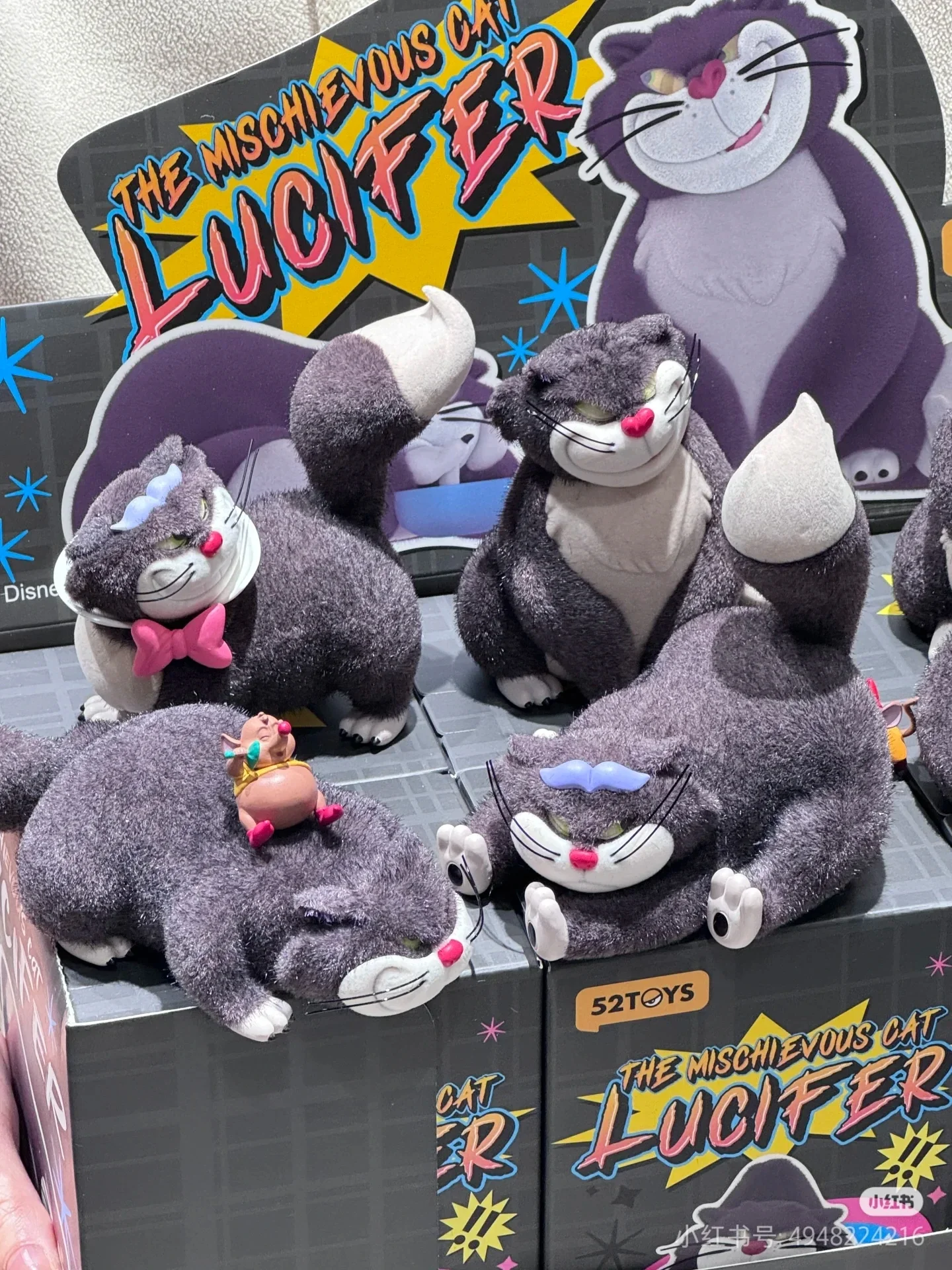 Genuine 52 Toys Disney The Aristocats Anime Figure The Mischievous Cat Lucifer Series Blind Box Lucifer Plush Mystery Box