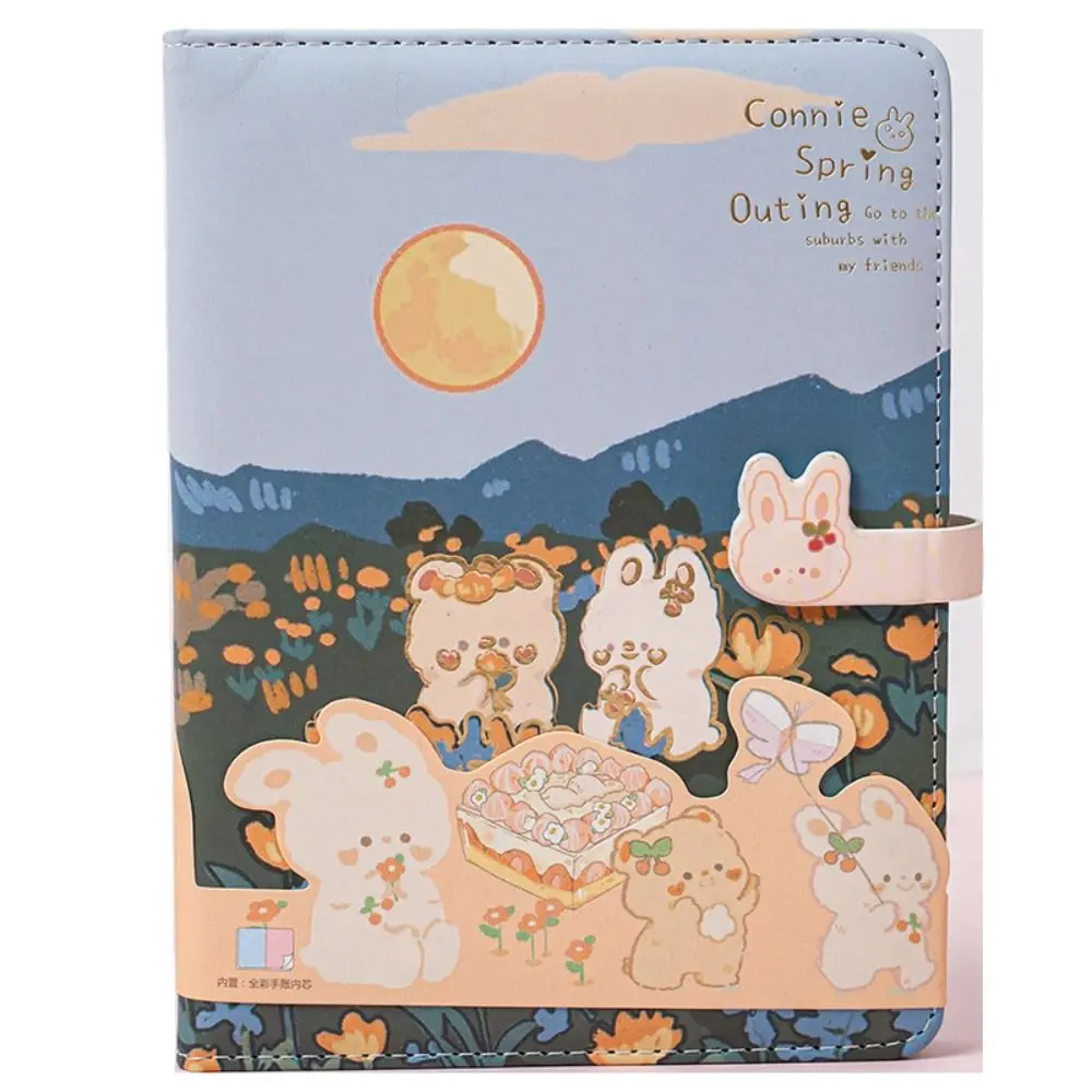 Cartoon Anime Rabbit Notebook PU Coloring Page Cute Notebook Write Smoothly Memo Diary Planner Anime Handbook Stationery