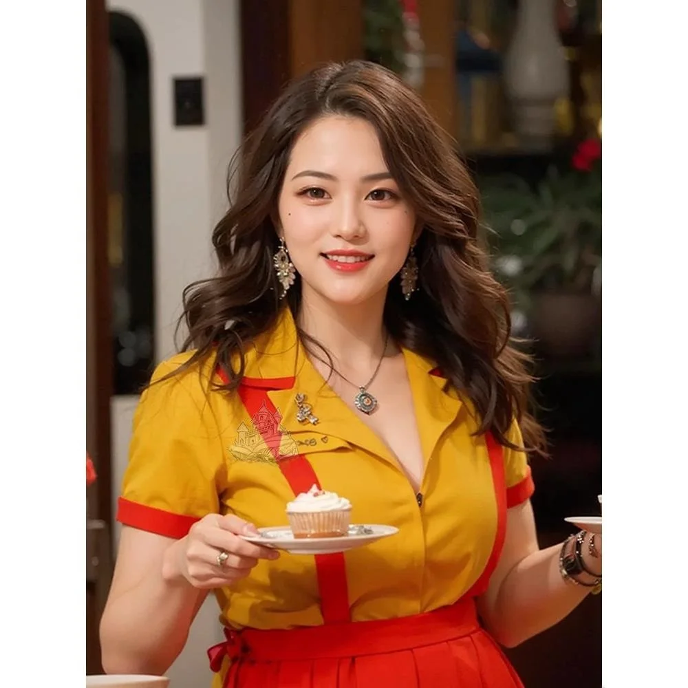 loween Cosplay Dr Sorelle della bancarotta delle donne Max Caroline Bar Abbigliamento da lavoro Costume Abbigliamento etnico per spettacoli teatrali