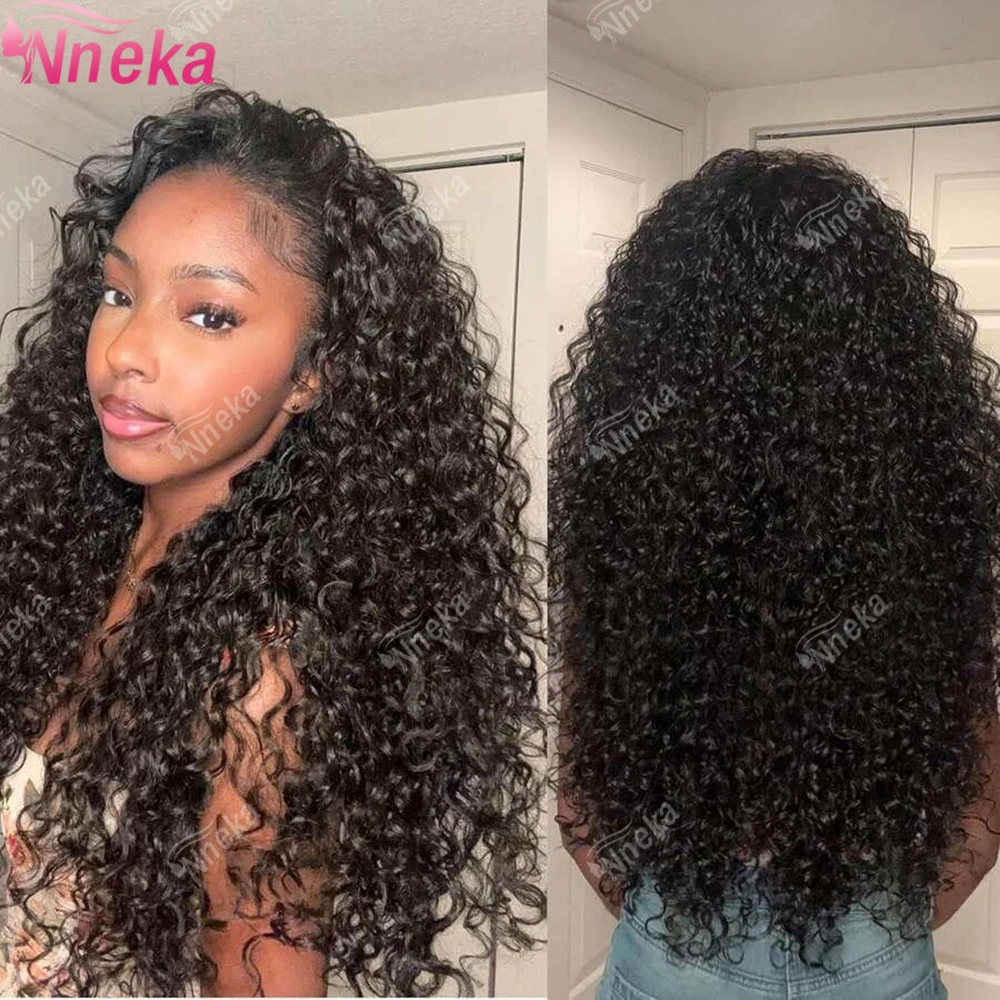

Half Head Wig Wear and Go Drawstring Flip Over Glueless Curly Human Hair Kinky Curly Raw Hair Wig Deep Curls Water Wave Half Wig