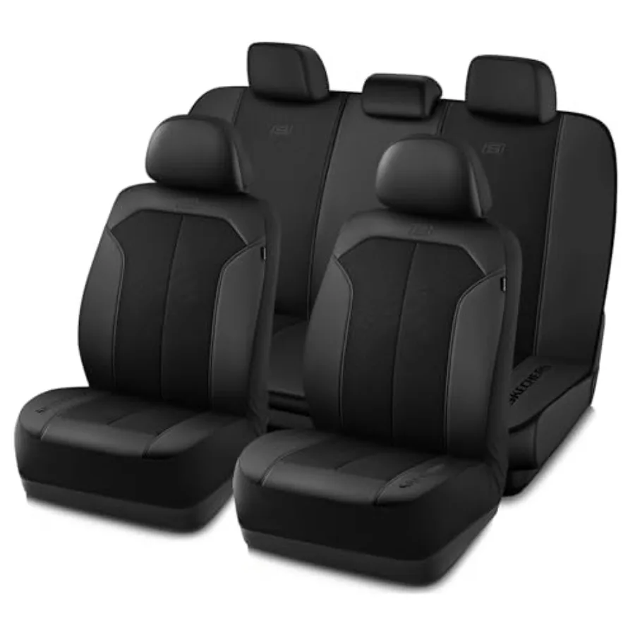 

Waterproof Car Seat Covers GOGA Mat Ox Cloth Full Sets Universal Fit Black for Most Cars SUVs Trucks