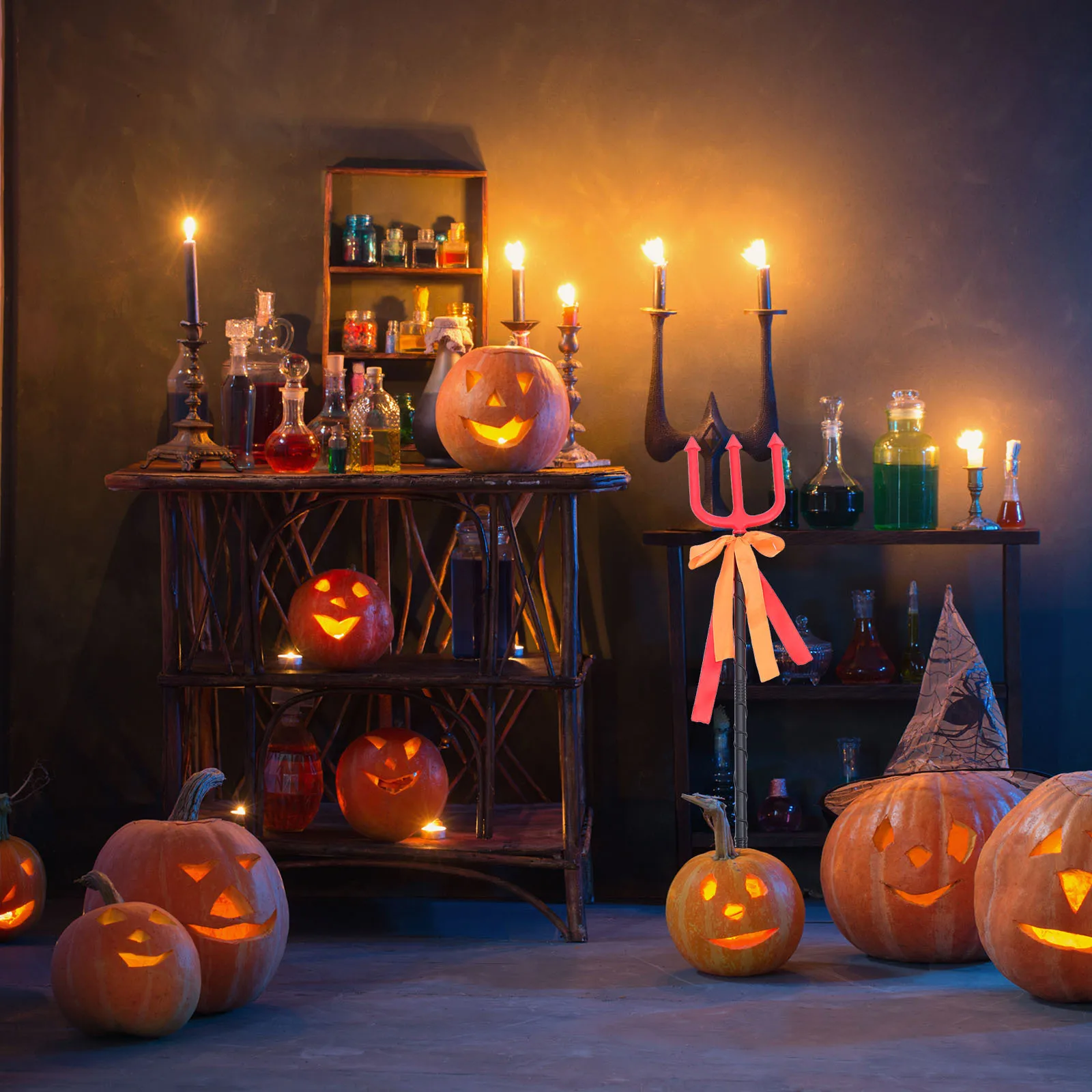 2pcs Plastic Trident For Halloween Devil Cosplay Prop Lightweight Simulation Design Fancy Dress Masquerade Party Accessory Decor