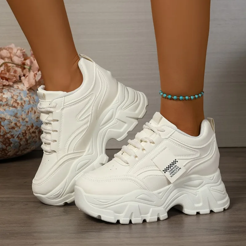 

2025 Trendy Platform Shoes Women's Heightening Spring Summer Versatile Casual Shoes Thick Bottom Slip-On Rubber Sole
