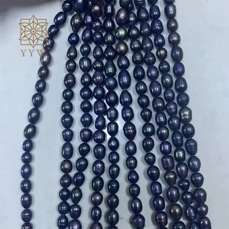 

2023 Cultured Rice Freshwater Pearl Dyed Black 7-8mm Beads Sold Per Approx 16 Inch Strand For Women Jewelry Making Accessories