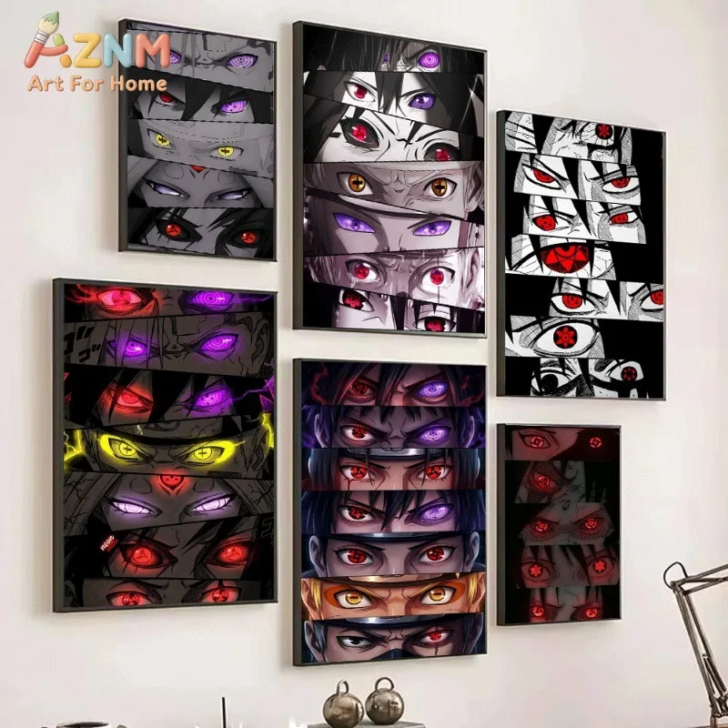 Anime Naruto Sharingan Rinnegan Eyes Canvas Wall Art Unframed Canvas Poster Print for Boys Room Bedroom Home Decor Gift