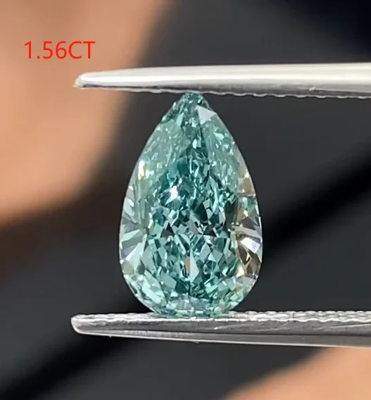 IGI 1.56CT Green Pear Shape LGD Lab Grown Diamond CVD Diamonds Stone Wholesale Fancy Intense Green with igi Certificate