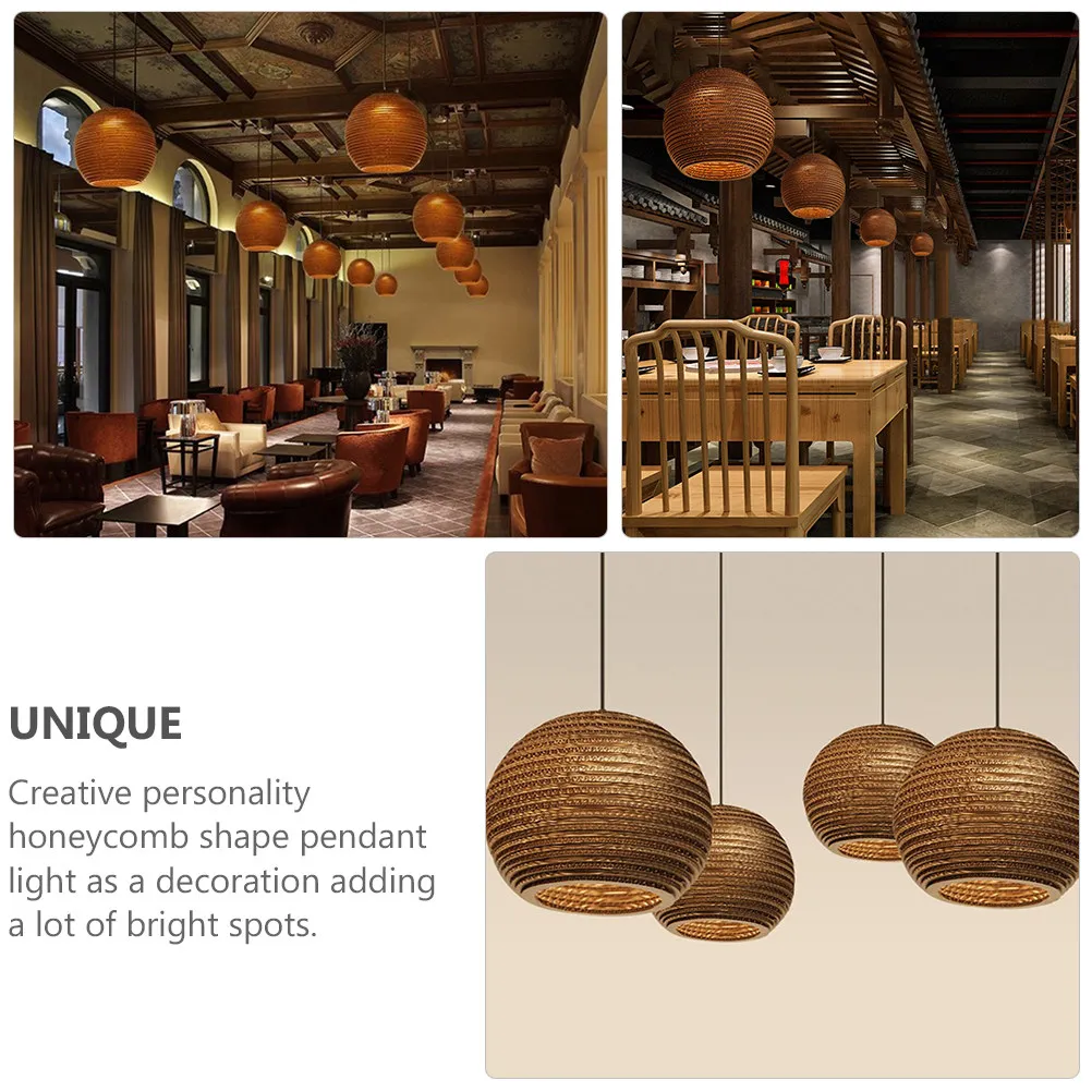 Sphere Paper Lantern Pendant Light Southeast Asian Style Honeycomb Shape Hanging Decorative Chandelier Restaurant Tea