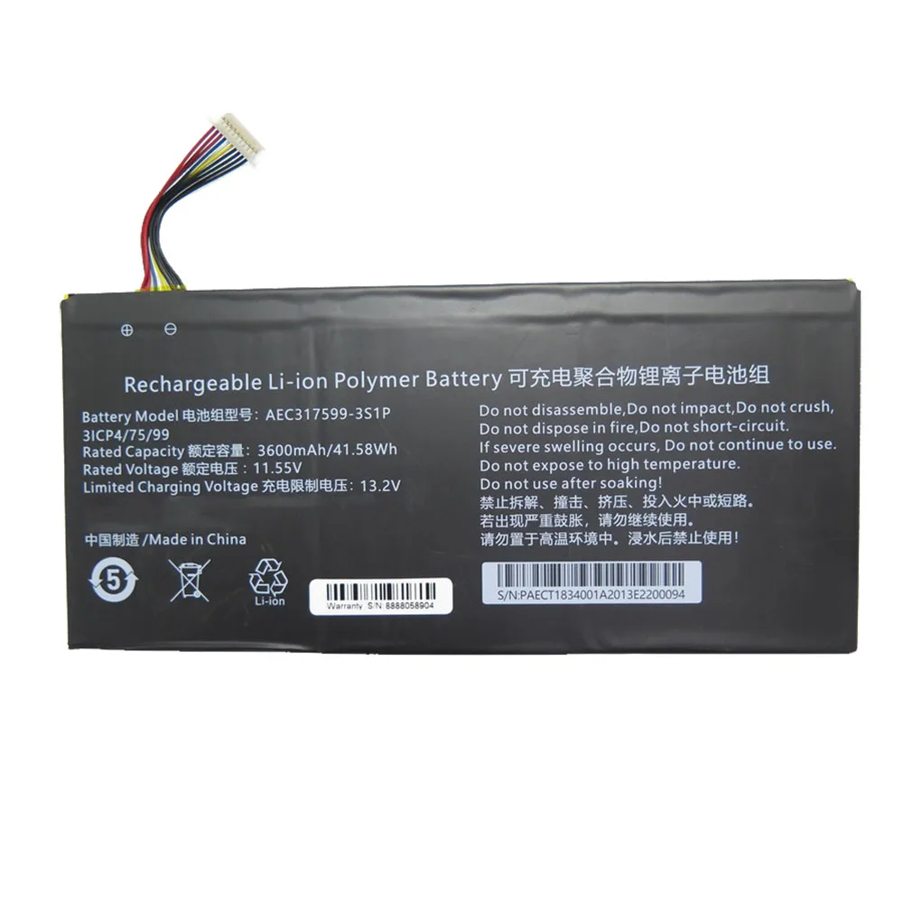 Laptop Battery For AEC317599-3S1P 11.55V 3600MAH 41.58WH