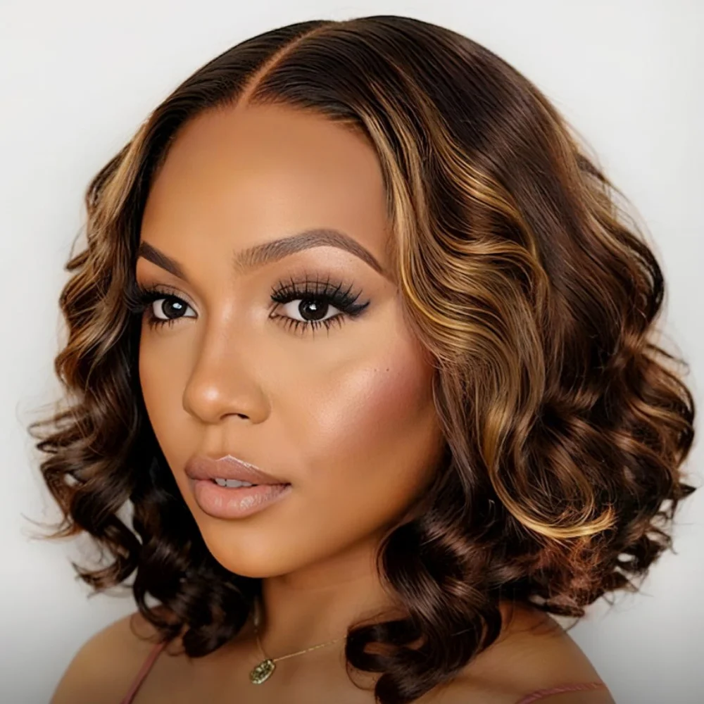 تسليط الضوء على 4x4 إغلاق باروكة من شعر طبيعي قصير للنساء السود 4x4 الدانتيل إغلاق قصيرة ريمي شعر الإنسان بوب شعر مستعار قصير عابث قطع الباروكات #1