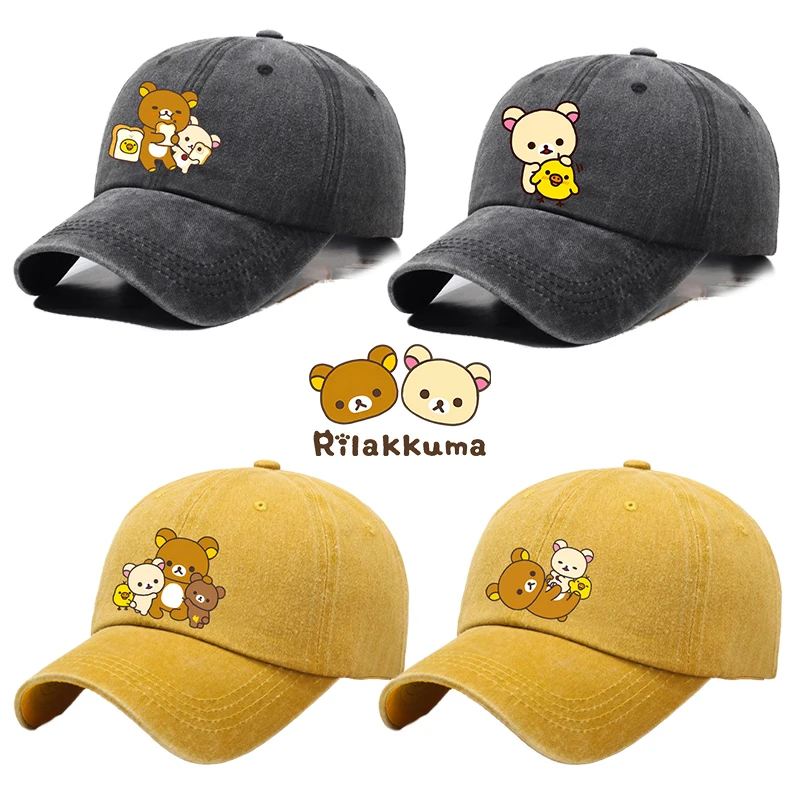 

Rilakkuma Children Baseball Cap Men Women Anime Figures Sun Hat New Adult Outdoor Sport Sunbonnet Retro Headgear Gift Hot Sales