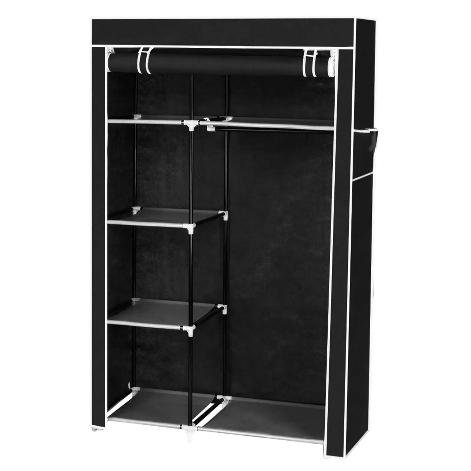 

64” Portable Clothes Rack with Shelves - Black Wardrobe Storage Organizer for Easy Clothing Management