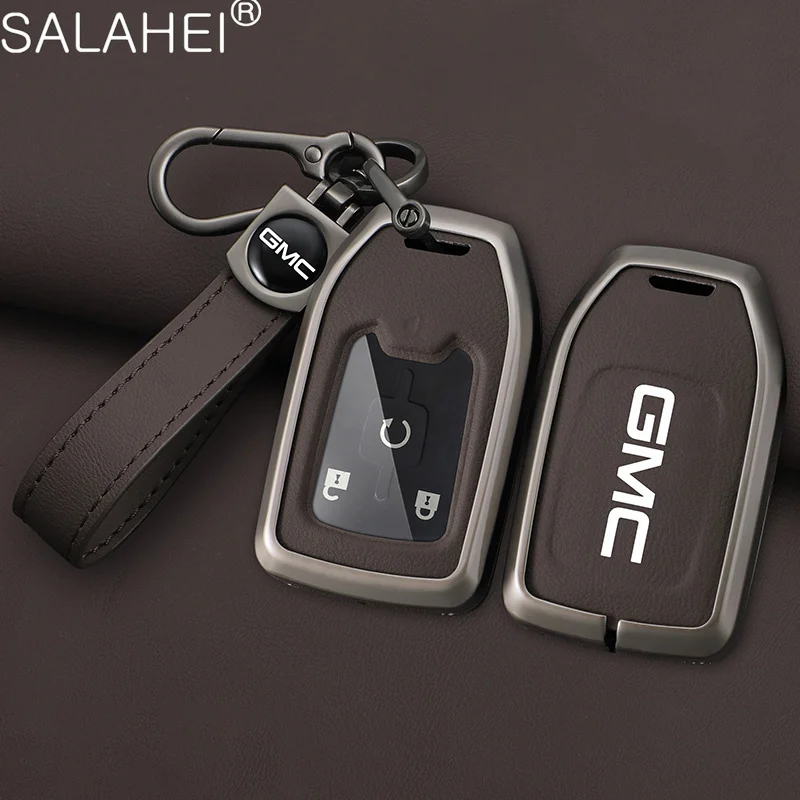 Leather Car Remote Key Case Cover Fob Protector Shell Bag For Chevrolet Suburban Silverado GMC Terrain Yukon Tahoe Sierra