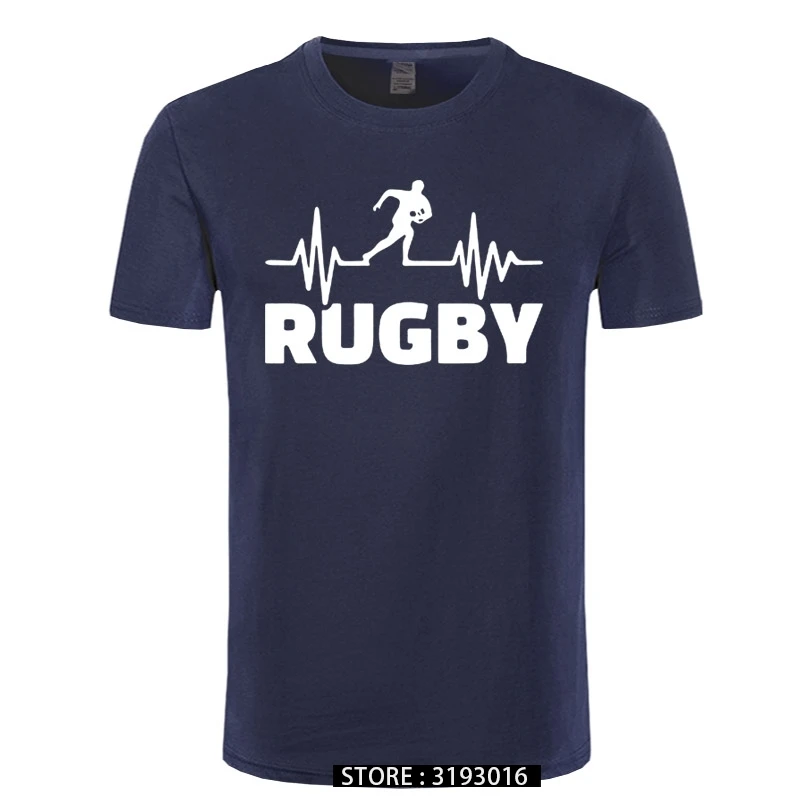 Heartbeat Of Rugbying T-shirts Men Summer Fashion Short Sleeve T Shirt Cotton Funny Printed Tops Sporting Mens Tee