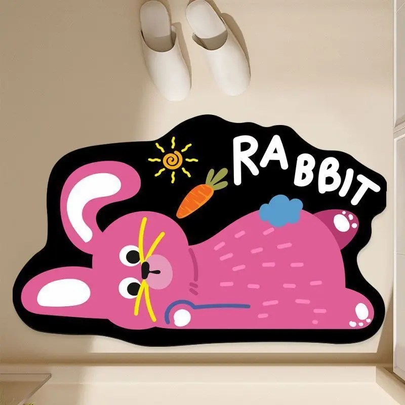 VIKAMA Cartoon Animal Floor Mat Water Absorbent Anti Slip Bathroom Entrance Carpet Home Decor