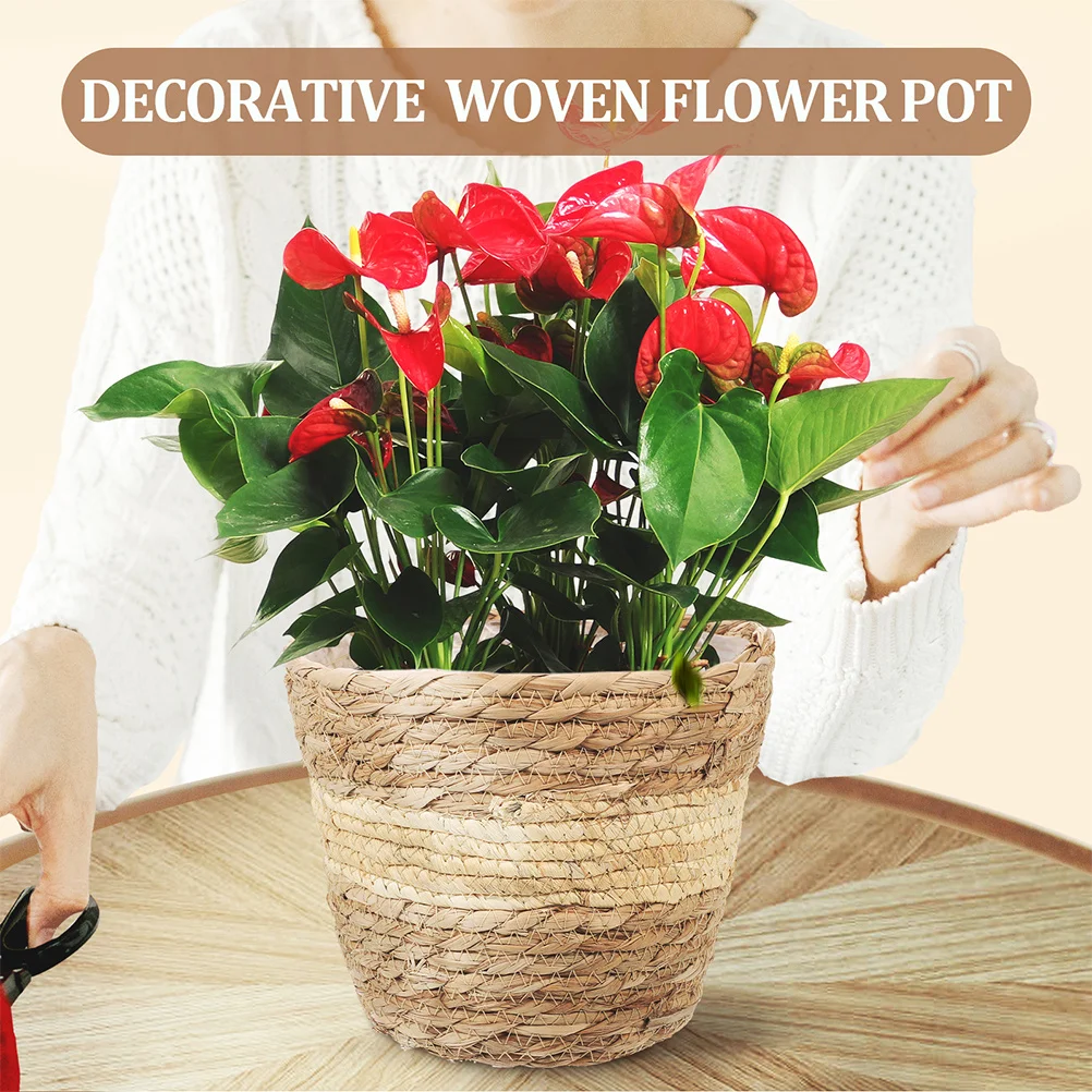 

Extra Large Straw Flower Basket Natural Hand-Woven Planter Basket for Home Farmhouse Decor Simple Style Organizer