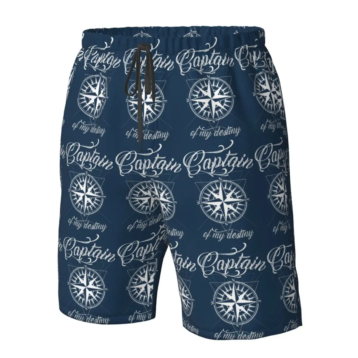 Celana Pendek Pria Motif Kompas Kapal Jangkar Pantai Kasual Cepat Kering untuk Berenang Musim Panas