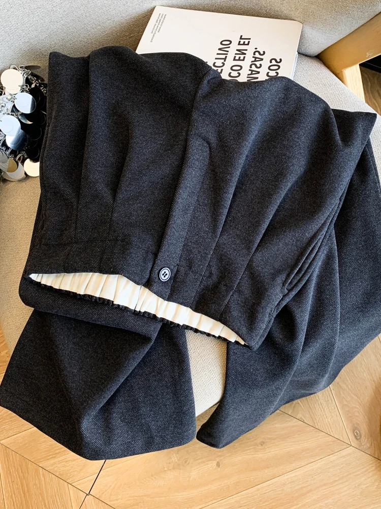 

Lazy style thick Yamamoto wide leg pants Korean version women autumn new fashion versatile commuting high waisted pants