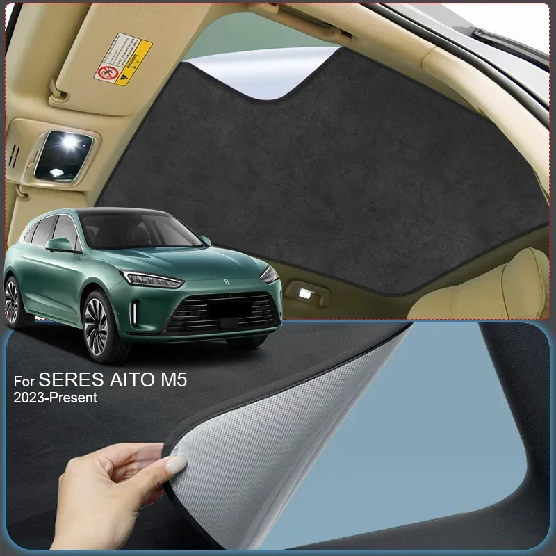 

Car Electrostatic Adsorption Sunroof Sunshade Anti-uv Suede Fabric Auto Heat Insulation Skylight For SERES AITO M5 2023-Present
