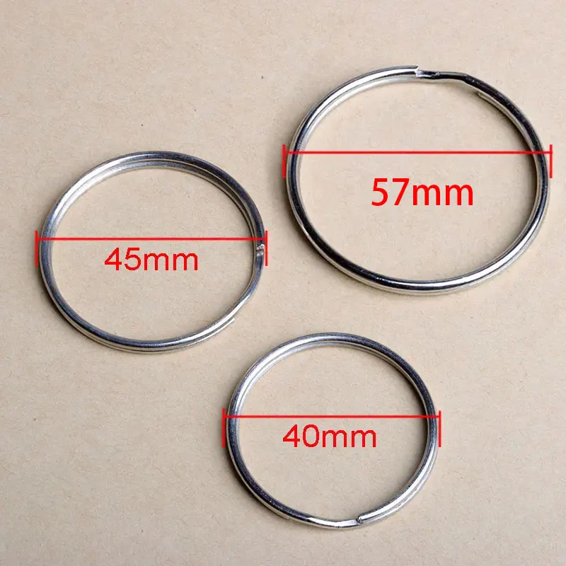 5 sztuk jakości 40mm 45mm 50mm 57mm brelok zestaw pierścieni dzielonych Heavy Duty duża nikiel pętla na klucze sprężynowa obręcz