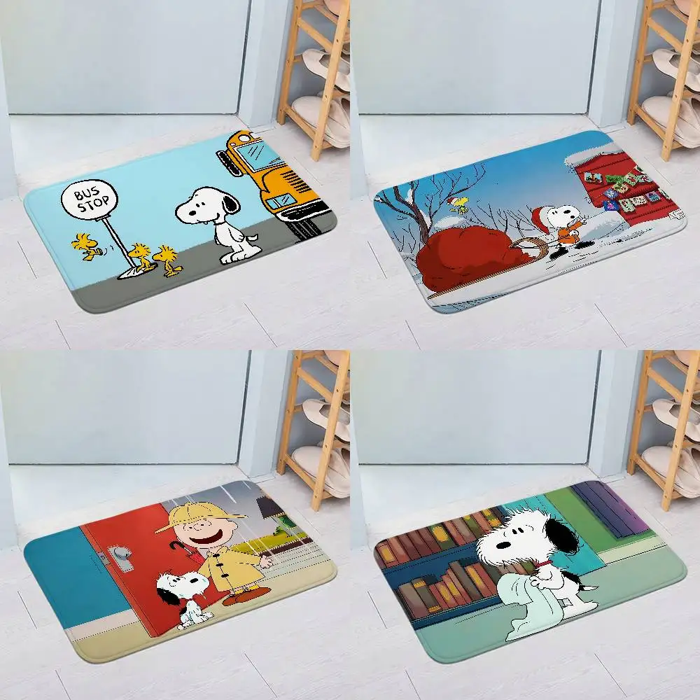 Tapis de sol classique à motif de dessin animé N-Snoopy, tapis de buanderie pour la maison, tapis antidérapant pour la décoration du salon, zone de détente, entrée