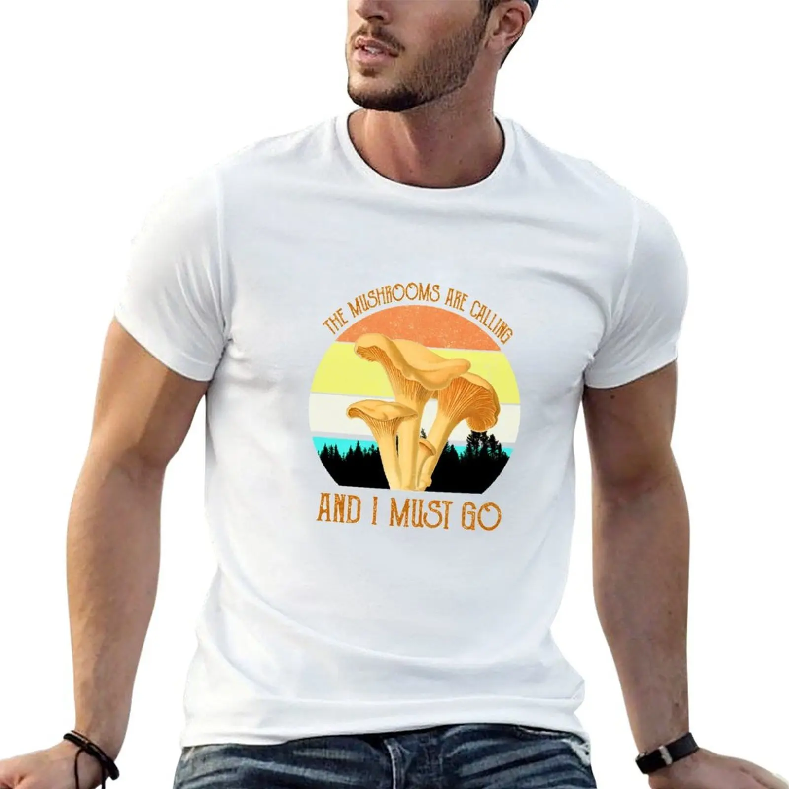 

The Mushrooms Are Calling, And I Must Go Sticker T-Shirt man t shirts graphic t shirts for man graphic tees T-Shirt