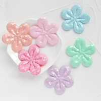 30pcs 55mm Sequin Fabric Padded Flower Applique for Craft baby accessories Supplies Patches DIY Hair Clips felts For Sring