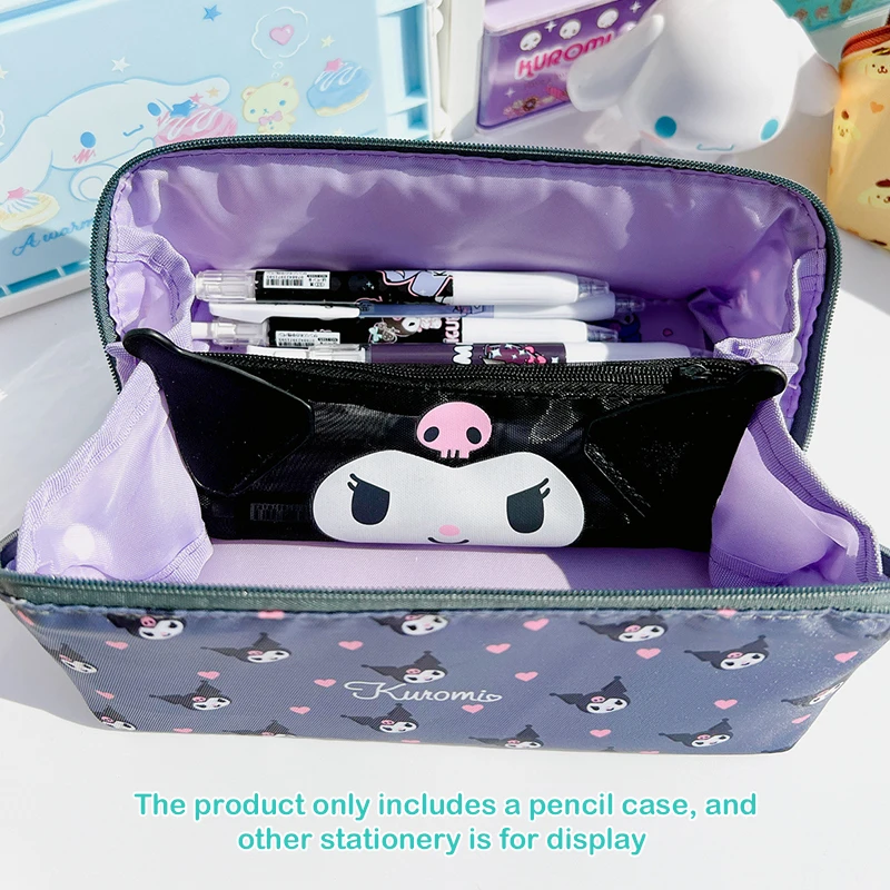 

Sanrio Anime Peripheral Kawaii Cute Cartoon Hello Kitty Kulomi Cinnamonrolls Large Capacity Stationery Bag Creative Pencil Bag