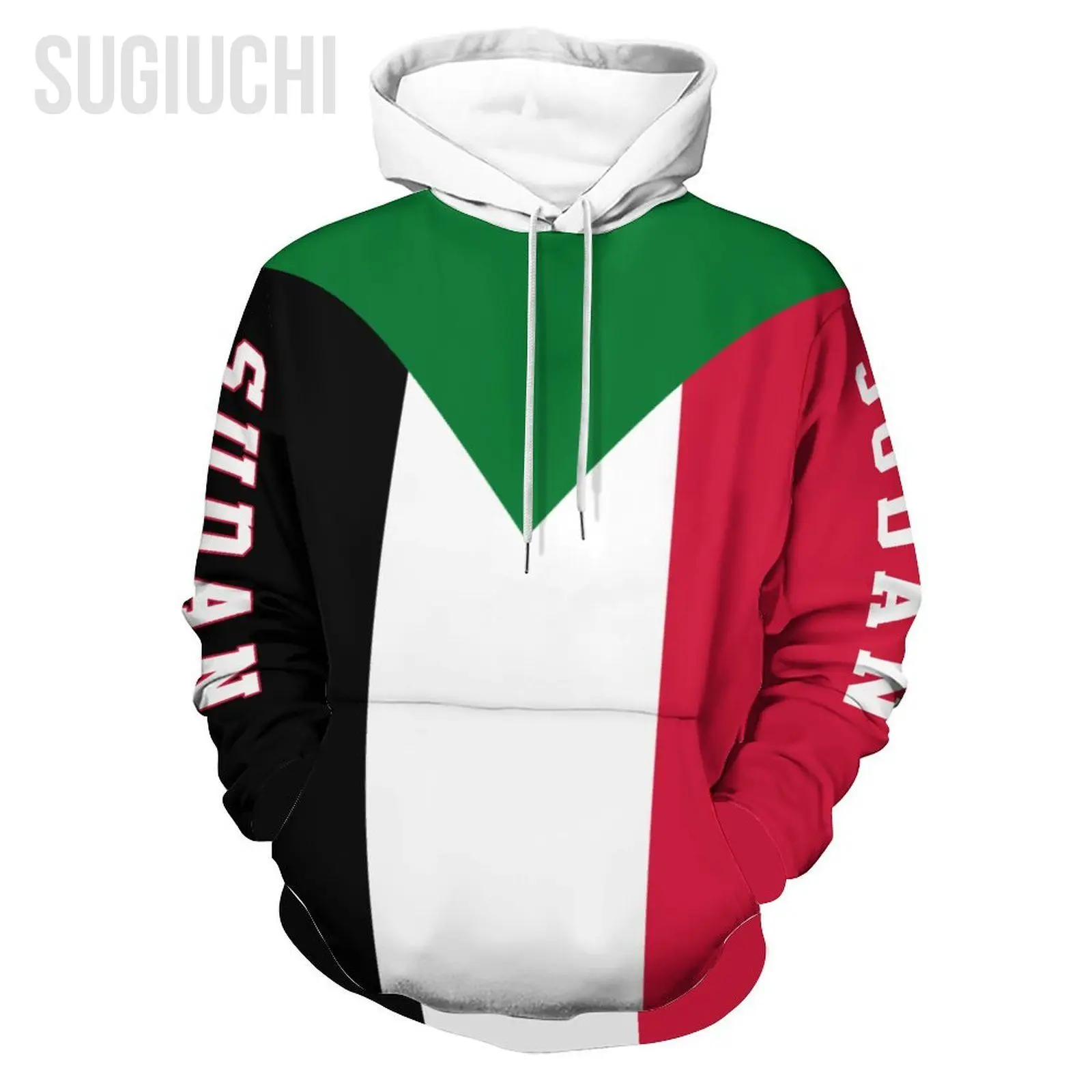 للجنسين 3D هوديي علم السودان الرجال النساء البوليستر المتناثرة البلوز البلوز هوديس عارضة بارد #3