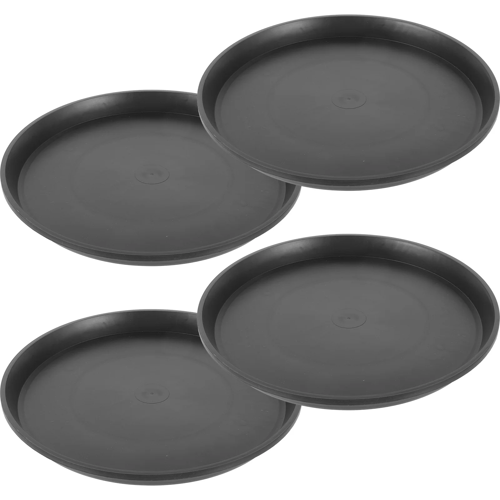 

4 Pcs Plant Watering Devices Indoor Pots Accessories Round Black Plastic Dishes Saucer