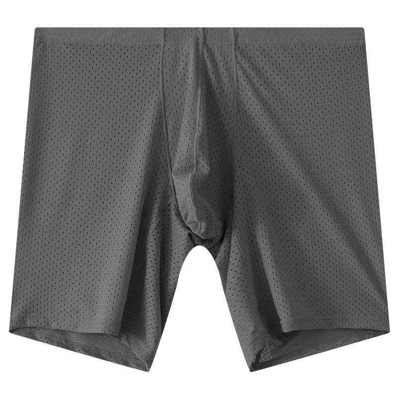Men's Underwear Mesh Boxers Shorts Homme Breathable U Convex Pouch Panites Man Solid Middle Long Leg Underpant Cueca Calzoncillo
