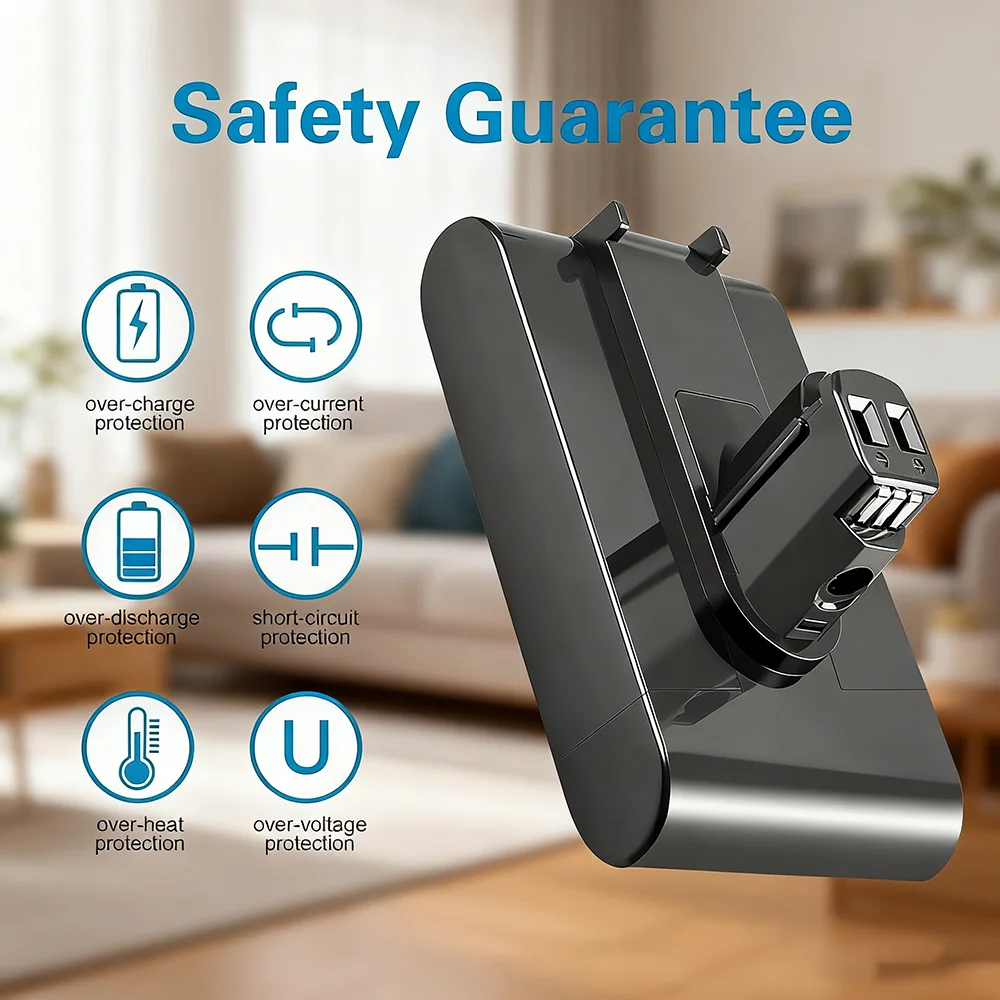 Rechargeable Lithium Battery 22.2V 6.0Ah (Type A) for Dyson DC31 DC34 DC35 DC44 DC45 Animal 917083-09.