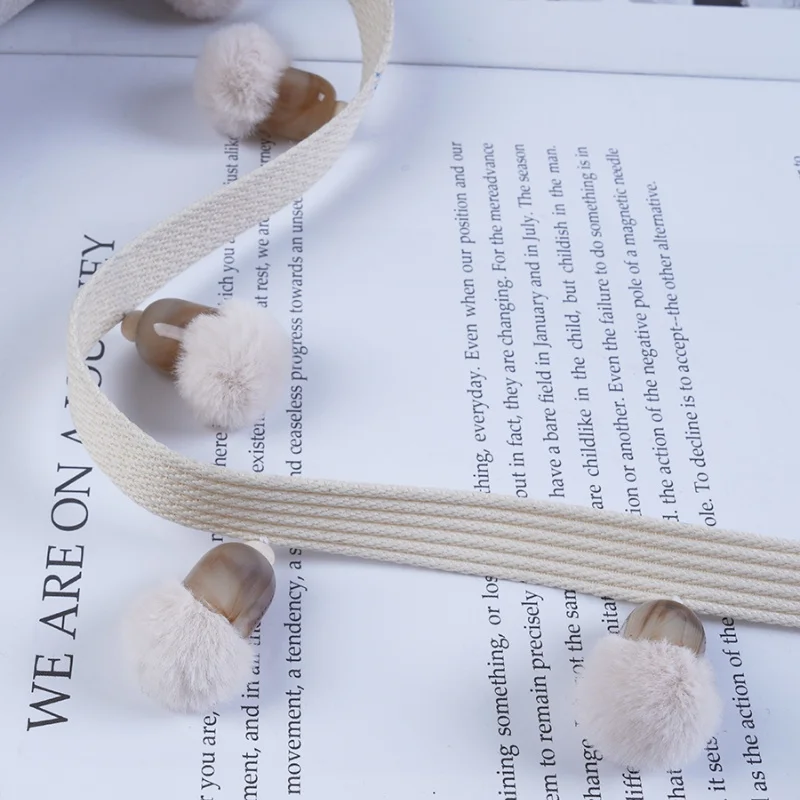 QGVLish 6M/lot Wood Ball Curtain Tassel Fringe Lace Trim DIY For Sofa Stage Valance Edge Lace Ribbon Belt Curtain Accessories