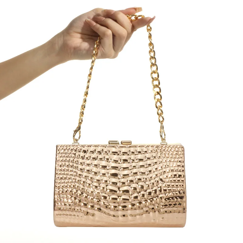 2024 Designer Bags Square Acrylic Snake Print Evening Clutch Bags Metal Chain Women\'s Shoulder Bags Party Wedding Handbag