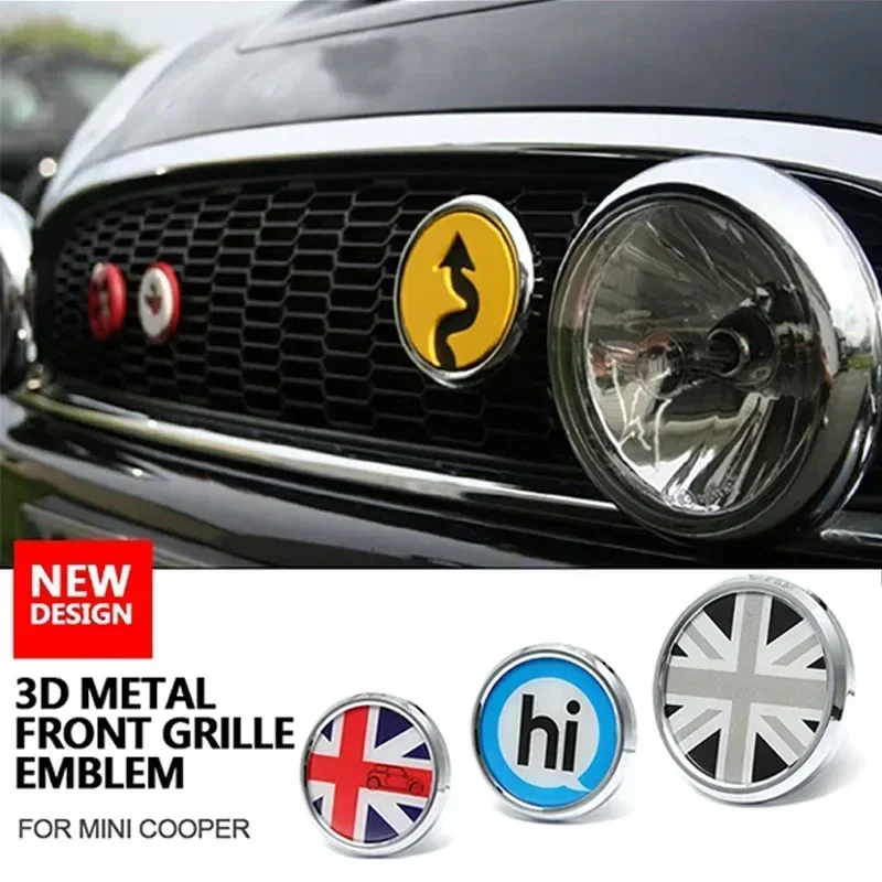 Metalowe naklejki 3D z przedni Grill emblematem dla MINI Cooper JCW S One Countryman R60 R61 F55 F56 F60 R55 konfigurowalne wzory