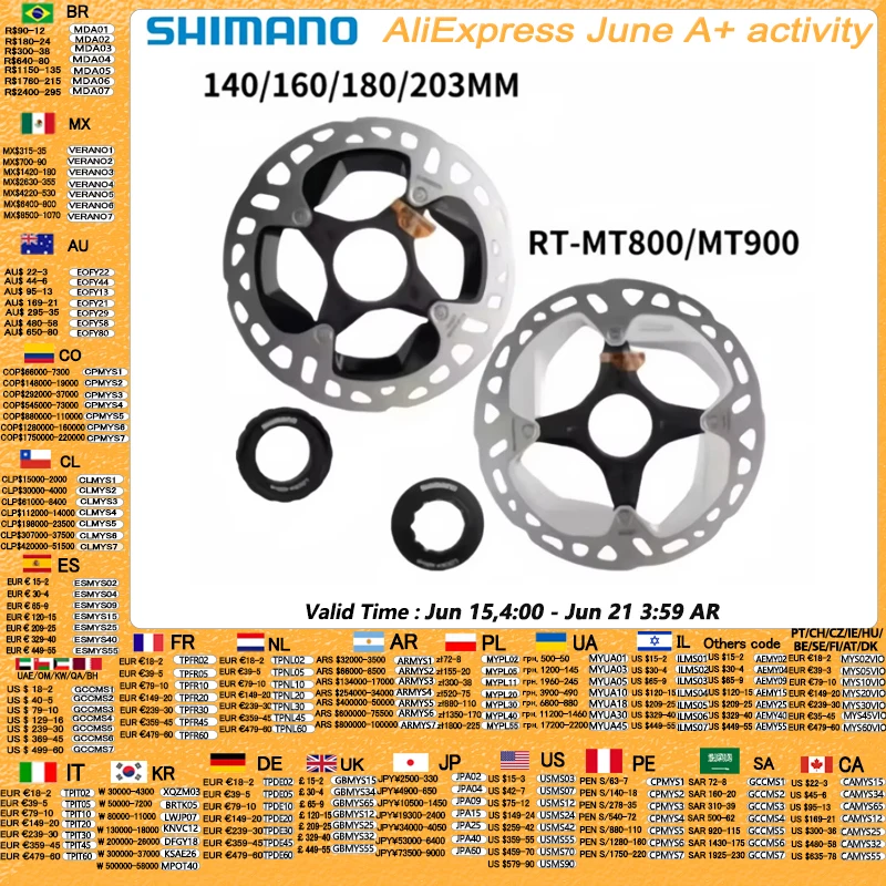 Shimano Center Lock Disc Rotor XTR RT MT900 DEORE XT SLX MT800 RT CL800 CL900 RT70 Hydrauliczny wirnik tarczy hamulcowej Dura Ace do rowerów
