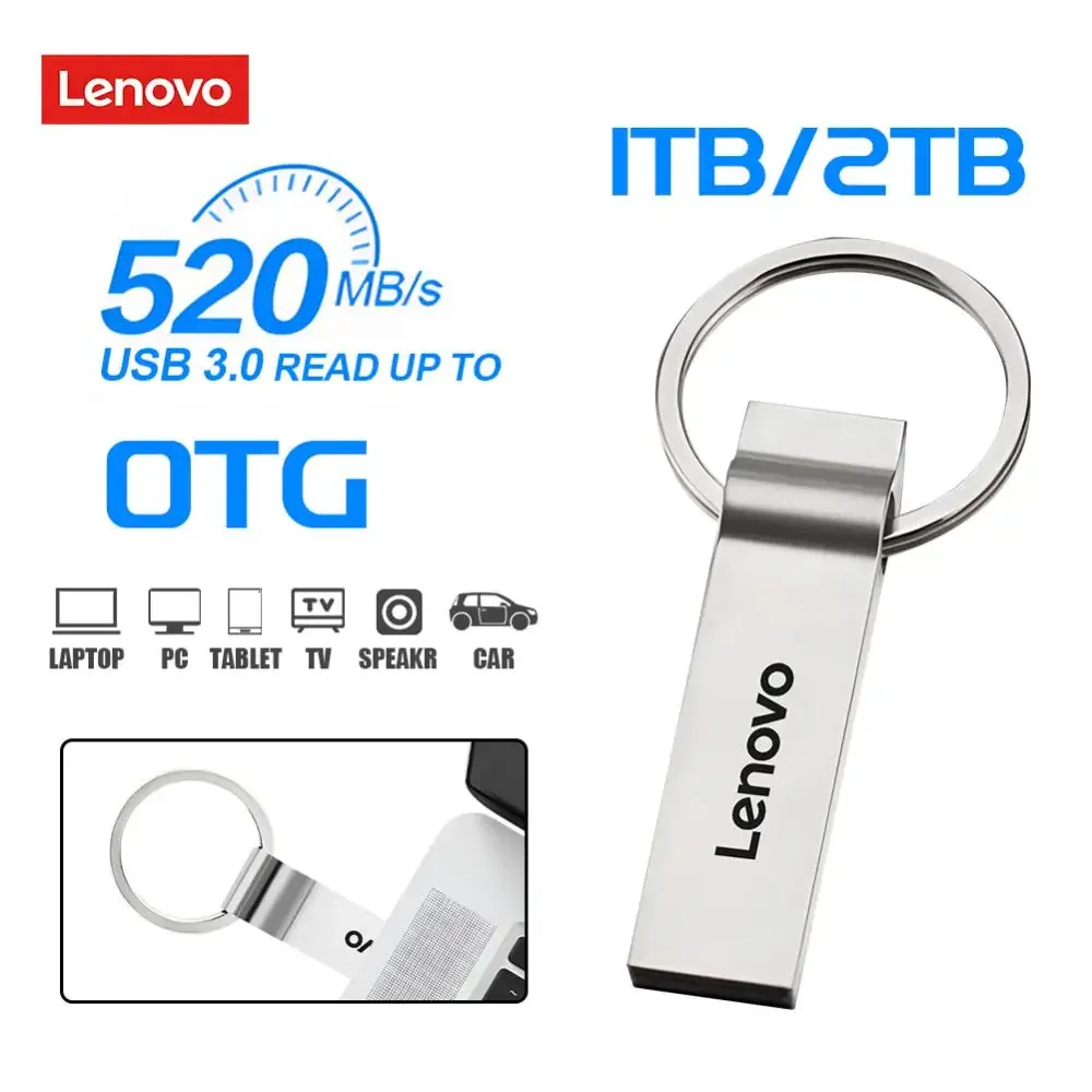 Lenovo Metal USB Flash Drives USB 3.0 High Speed File Transfer Flash Usb 2TB 1TB Portable Waterproof Memory Stick For Laptop