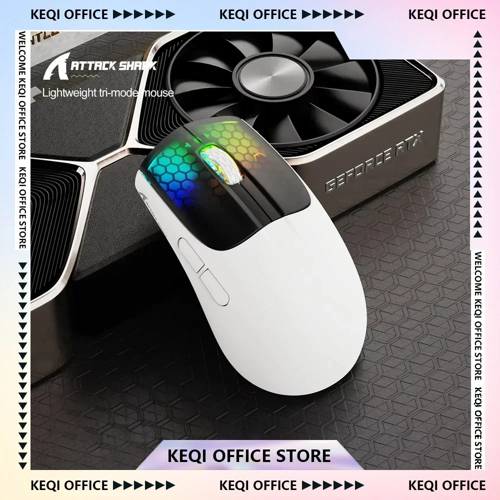 ATTACK SHARK X5 ไร้สาย RGB เมาส์ 3 โหมด PAW3212 Optical Sensor แบตเตอรี่ Gaming Mice Custom E-sports Ergonomics PC