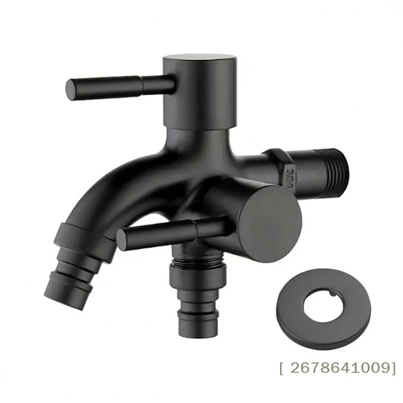 ⚑304 Stainless Steel Faucet One Into Two Out Multifunction Double-outlet Washing Machine Faucet Outdoor Garden Sink Pool Faucet