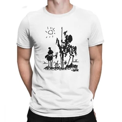 Funny Picasso T Shirts Art Painting Don Quixote Knight T-Shirt Men Crew Neck 100% Cotton Short Sleeve Tees Summer Clothes