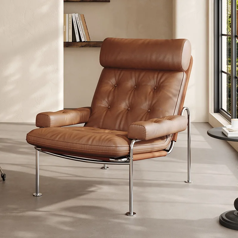 

Leisure recliner Bauhaus designer study home balcony bedroom retro oil wax leather sofa chair
