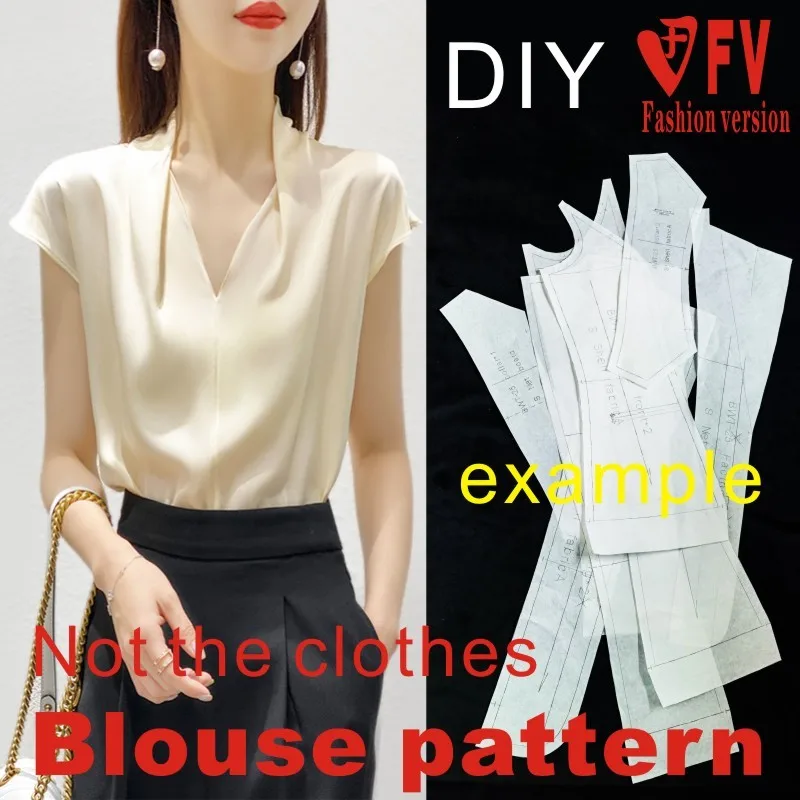 Sewing pattern women's clothing design sense silk V-neck shirt clothing pattern 1:1 physical pattern BCY-189