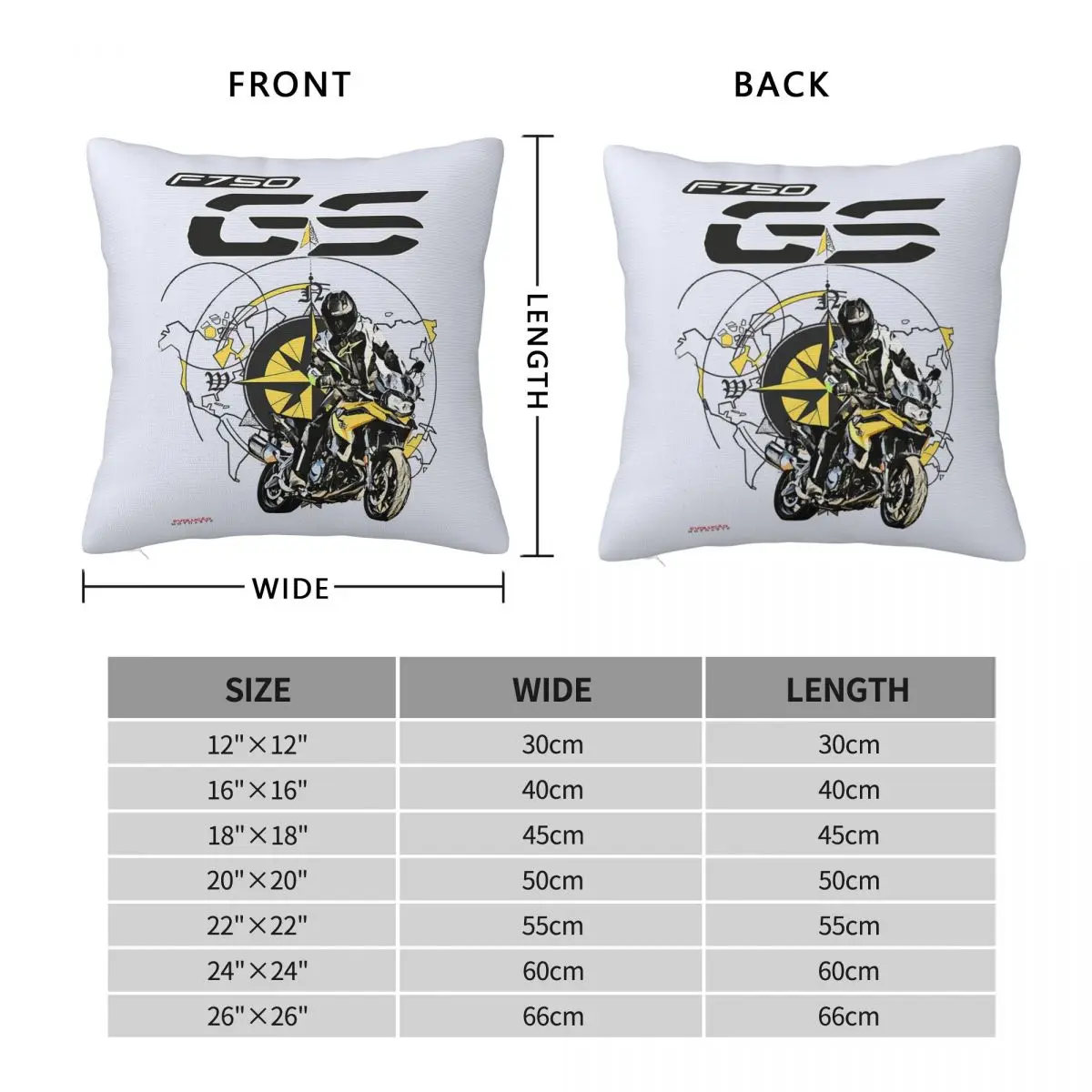 F 750 GS Adventure Motorcycle Action Big Trail Square Pillowcase Pillow Cover Cushion Zip Decorative  Throw Pillow for Home Sofa