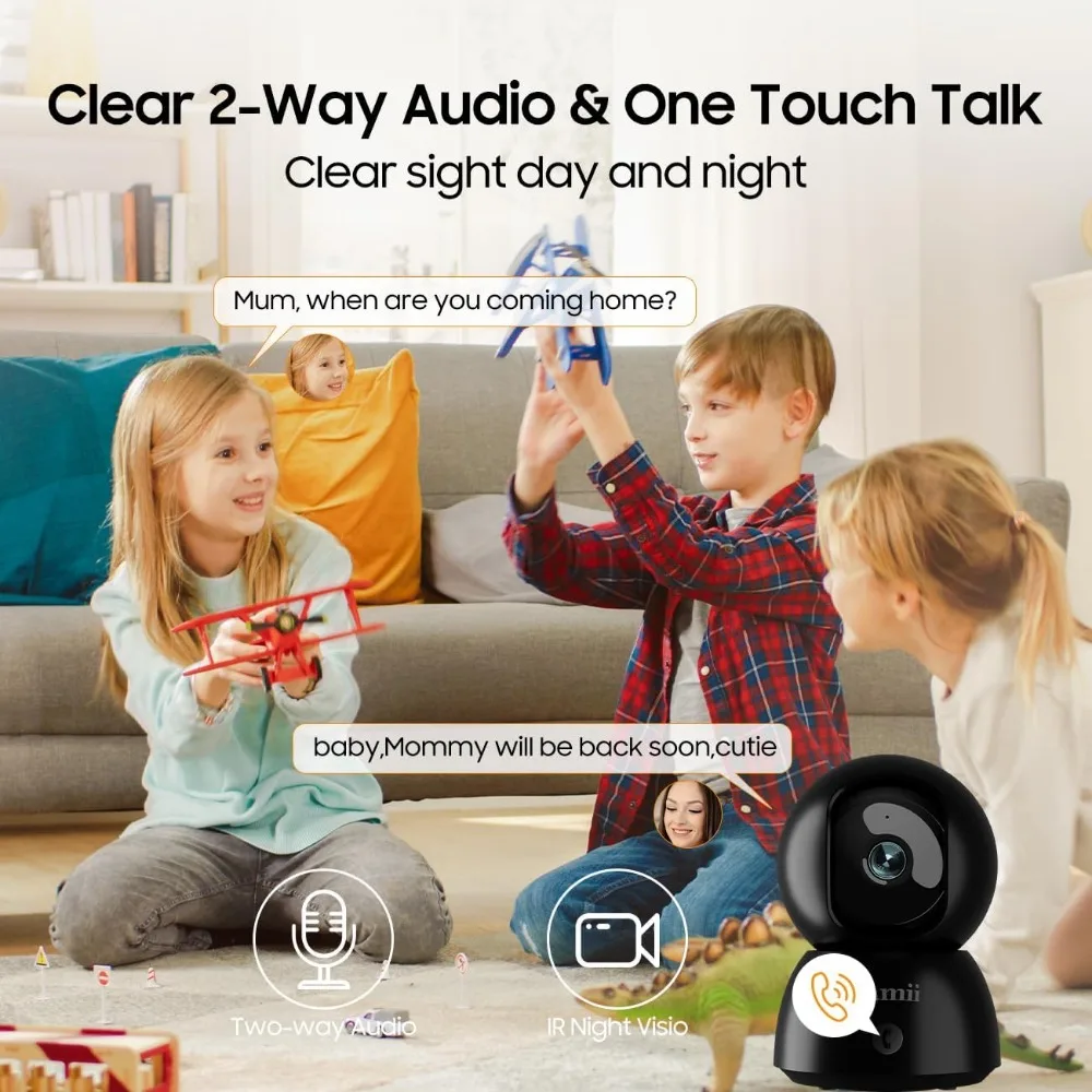 Cámara interior, cámaras para mascotas 2k para seguridad en el hogar wifi de doble banda (2,4/5g), cámara de seguridad con aplicación telefónica, almacenamiento con tarjeta SD 24/7, 2-