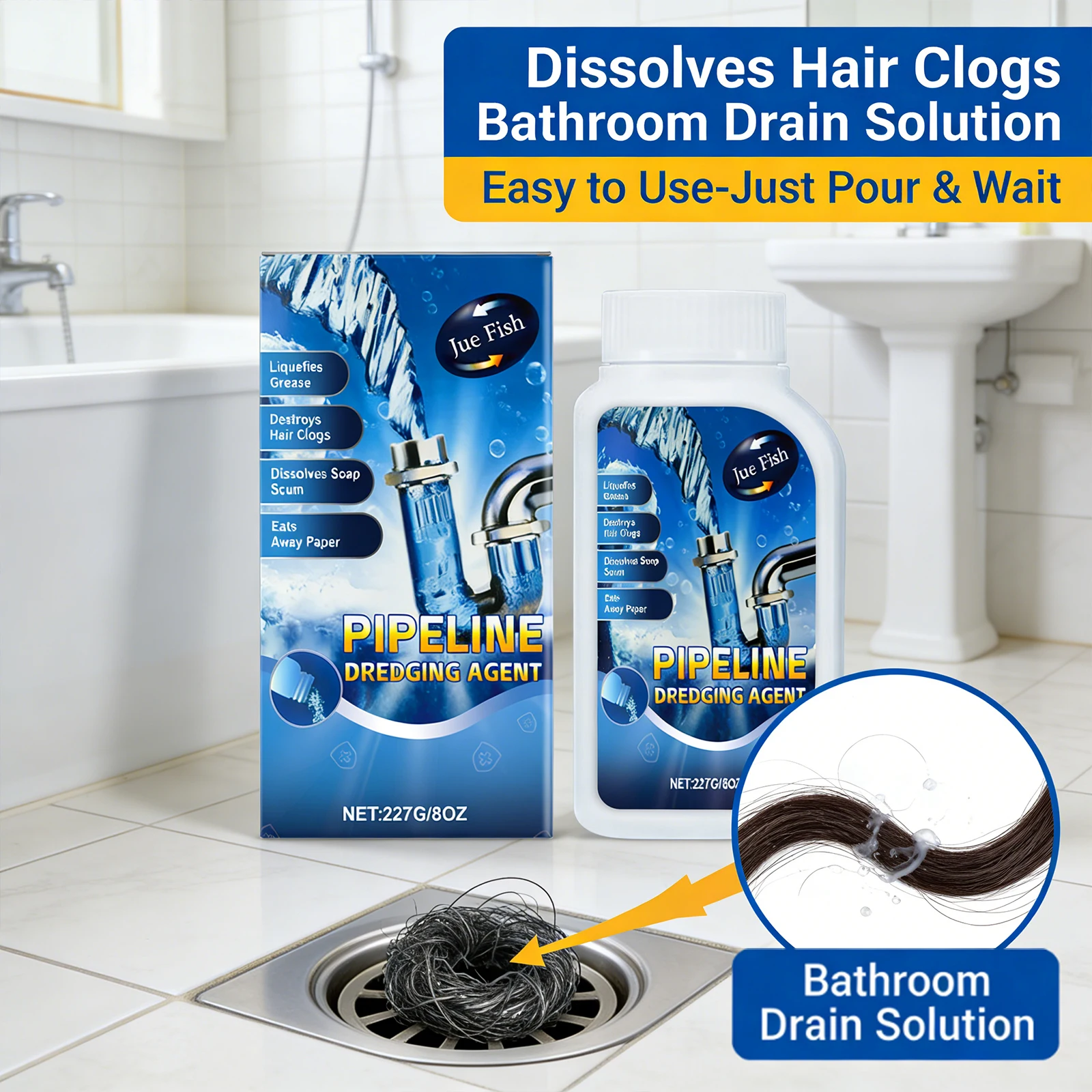 

Powerful Drain Cleaner Quickly Solve Various Stubborn Blockage Problems Eliminate Pipeline Odors Kitchen Pipeline Dredging Agent