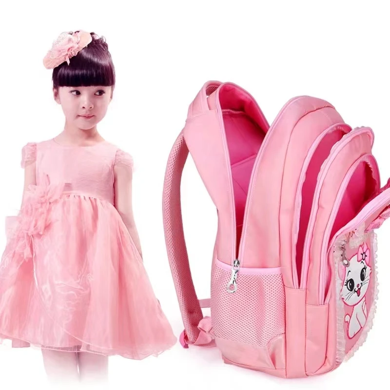 Children Fashion Three Pieces Suit For Teenagers Pencil Bag Primary Cartoon Cat School Bag Student Girls Backpack Set