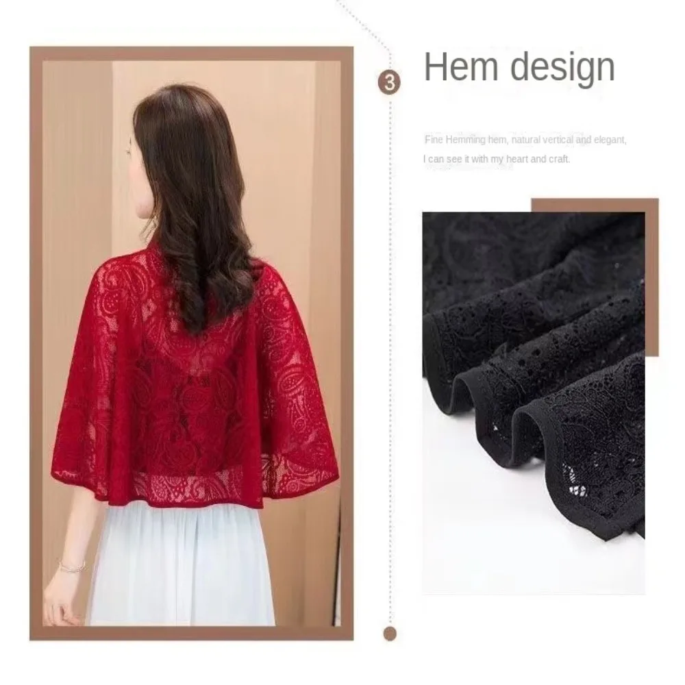 حماية العمود الفقري العنقي الربيع الصيف شال الدانتيل راجلان كم مساء حفلة موسيقية كيب تول شال مكيفة قميص رقيقة وشاح #3