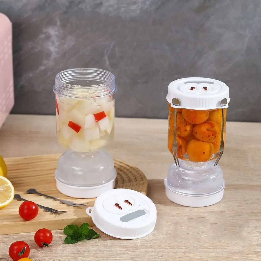 50oz Pickle Juice Separator Jar Leakproof Hourglass Shape Pickle Olive Container Plastic with Fork Vegetable Dehydrator