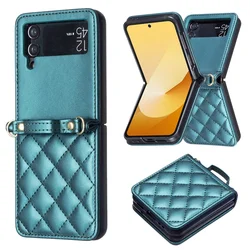 Luxury Diamond Lanyard Leather Case For Samsung Galaxy Z Flip 7 FE 6 5 4 3 5G Flip6 Flip5 Shoulder Strap Crossbody Folding Cover