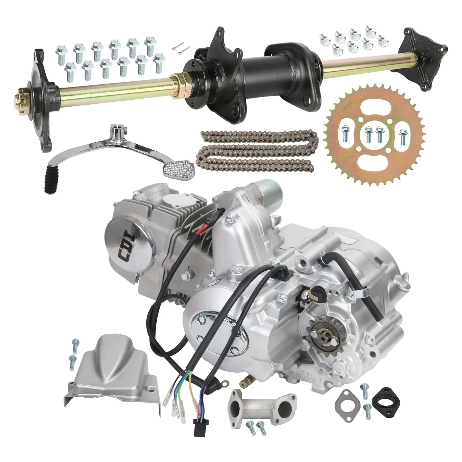 

32'' Rear Axle+140cc Semi-Auto Engine for GY6 150cc Quad ATV Go Kart
