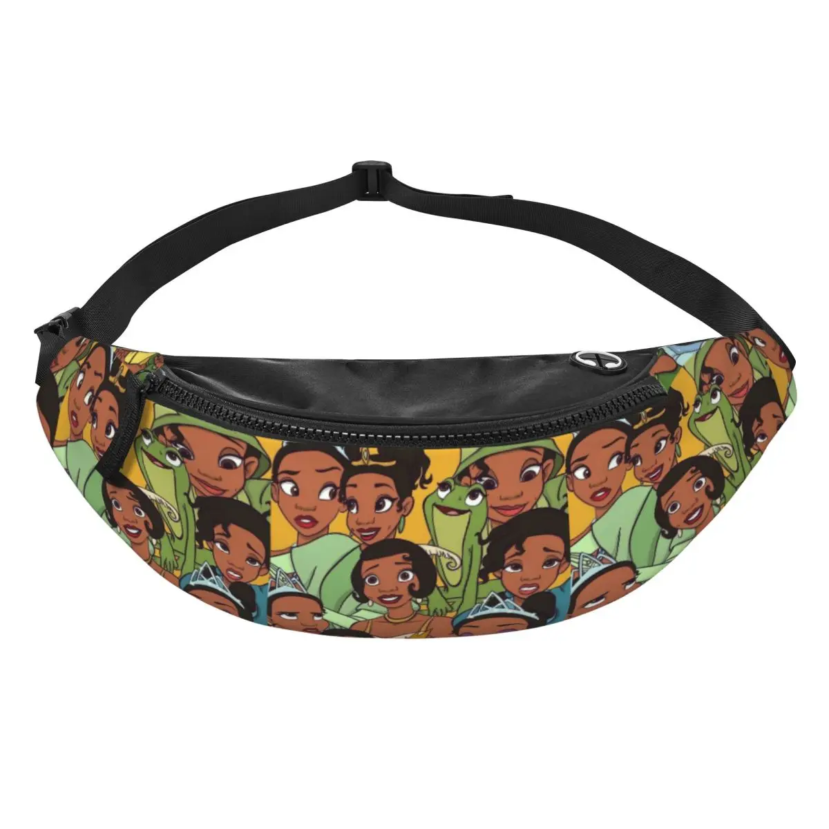 

Custom The Princess Cartoon And The Frog Fanny Pack for Men Women Cool Crossbody Waist Bag Traveling Phone Money Pouch